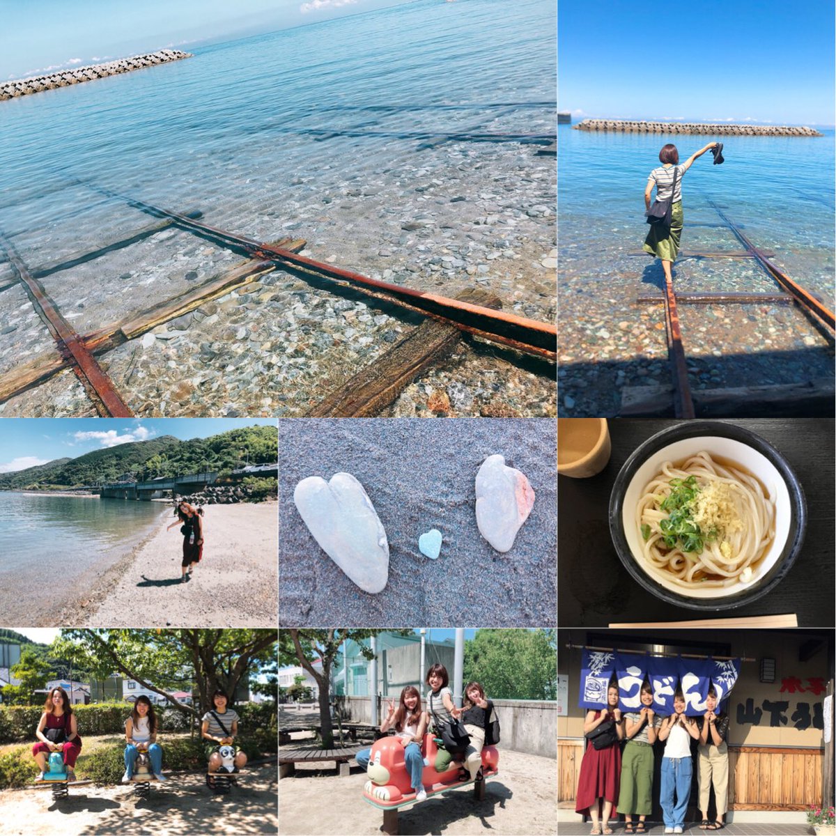 okechan0605's tweet photo. 四国旅行3日目✨朝から道後温泉へ♨️夏目漱石の坊ちゃんゆかりの地らしい！すてきな雰囲気✨浴衣って楽しいね💕それから下灘駅へ！海も空も本当にきれい！日本一海が近い駅らしい！そして海へ続く線路！千と千尋の神隠しみたい✨ジブリの世界に来たみたいでした💕旅の最後はやっぱりうどんでした😋✨ https://t.co/Am8RcXAGs6