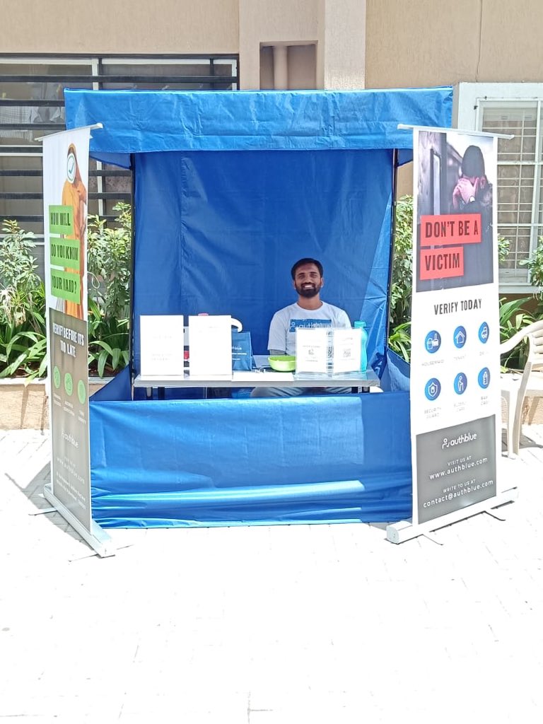 authblue's tweet photo. We are at manjeera diamond towers on the request of our beloved friend taking instant orders for background verifications of domestic helpers. If you are around please drop by to say hi. https://t.co/msxM3bVGnv