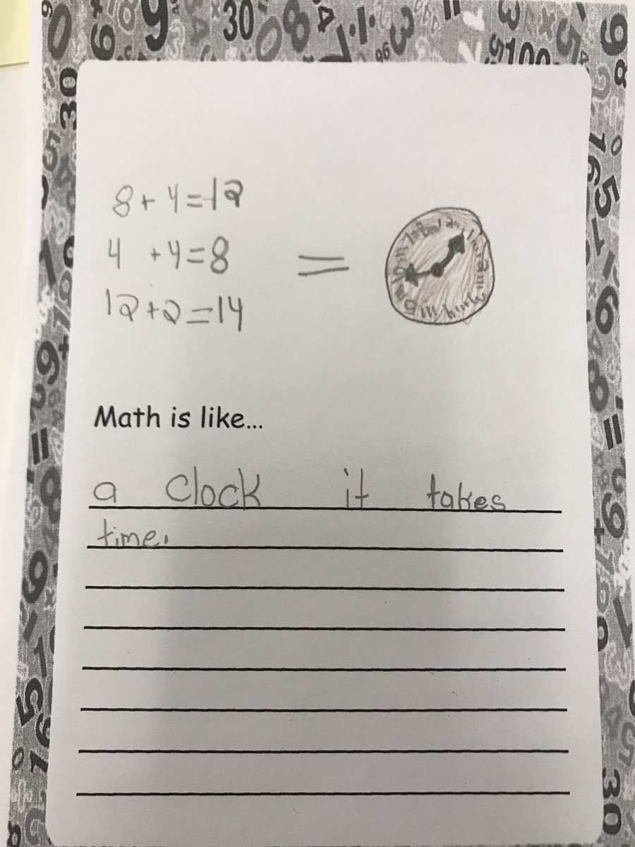 MissSHavens's tweet photo. Thinking about what math is like to us in Grade 4/5 #MathIsLike @MrOrr_geek @TecumsehLKDSB https://t.co/Dl8vCudTl9