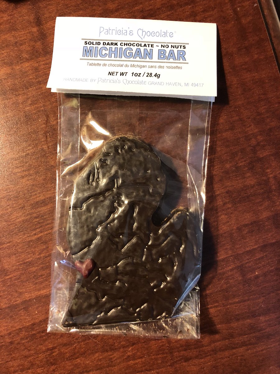 BloodworthCare's tweet photo. Still smiling after last night’s wonderful retirement celebration for Rotary Charities’ Marsha Smith. Doesn’t hurt to have a fun #chocolate treat courtesy the always fabulous @michfoundations Rob Collier! Best gift giver I know! #ILoveChocolate #MichiganBar https://t.co/Rxbe8qbmu7