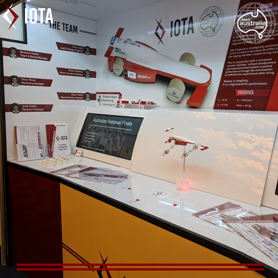 Our pit display setup and looking amazing in the Hard Rock Hotel's Ballroom!
<a href="/VisyIndustries/">Visy</a> @RayWhiteGroup 
#F1SWF #F1inSchools #F1inSchoolsWorldFinals #TeamAustralia