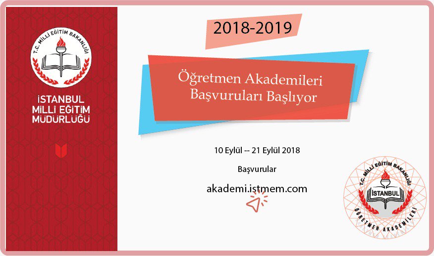 İstanbul Öğretmen Akademileri için Başvurular Başlıyor... <a href="/ziyaselcuk/">Ziya Selçuk</a> @Istanbul_ILMEM <a href="/memleventyazici/">Levent Yazıcı</a>