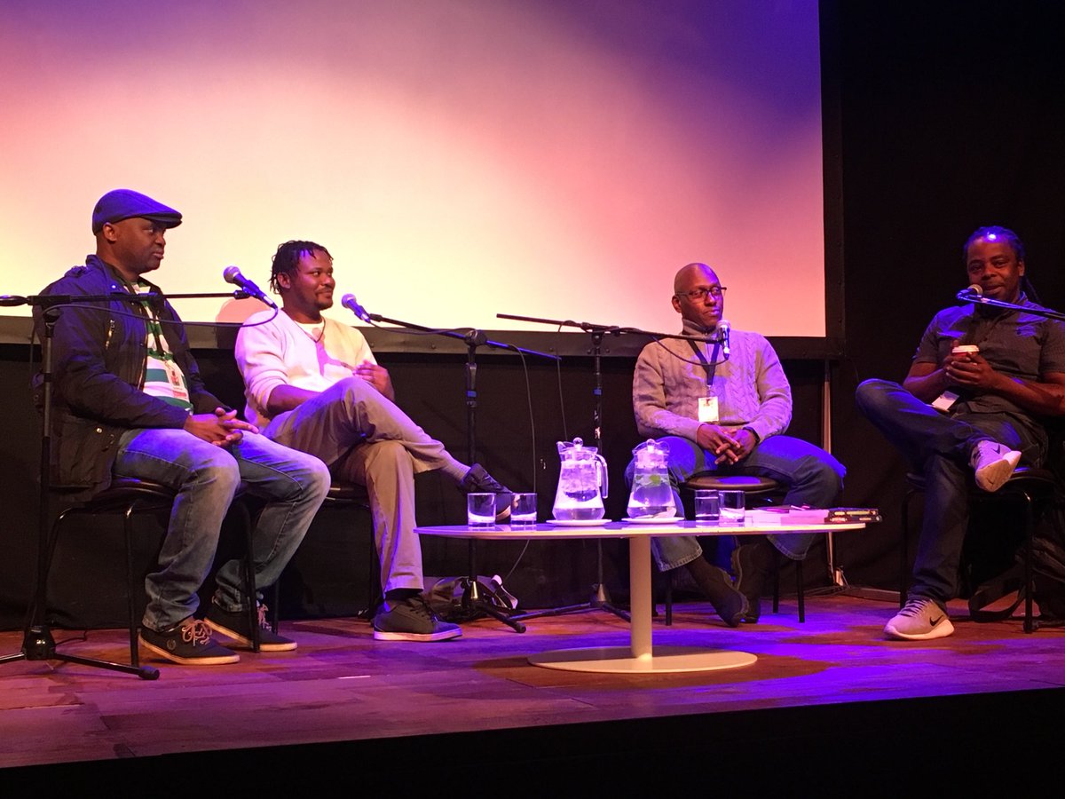 carolynmeads's tweet photo. .@NiqMhlongo, @PhumlaniPikoli, @adam_smyer and @KoketsoSachane discuss “Struggles with Masculinity” at @OpenBookFest #obf #obf2018 #openbook #openbook2018 #openbookfestival #openbookfestival2018 @KwelaBooks https://t.co/LykGsRnCfN