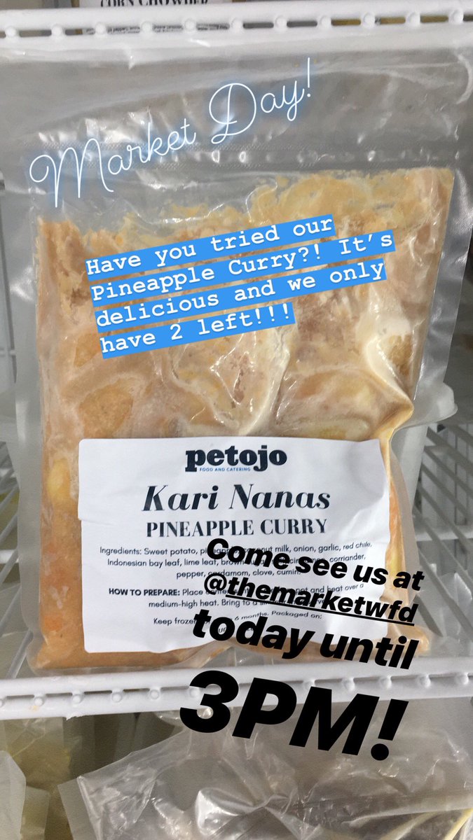 Come see us <a href="/TheMarketWFD/">The Market at WFD</a> and take home our Kari Nanas! Simply heat and serve over rice for a tasty gluten-free and vegan meal. We’re here until 3pm. #MeetMeAtTheMarket #petojofood