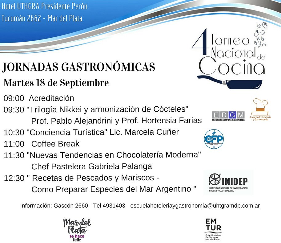 No te quedes afuera que quedan pocos lugares y falta poco 😀 #ehyg #escuelahoteleriaygastronomia #uthgramdp #concurso #jornadas
