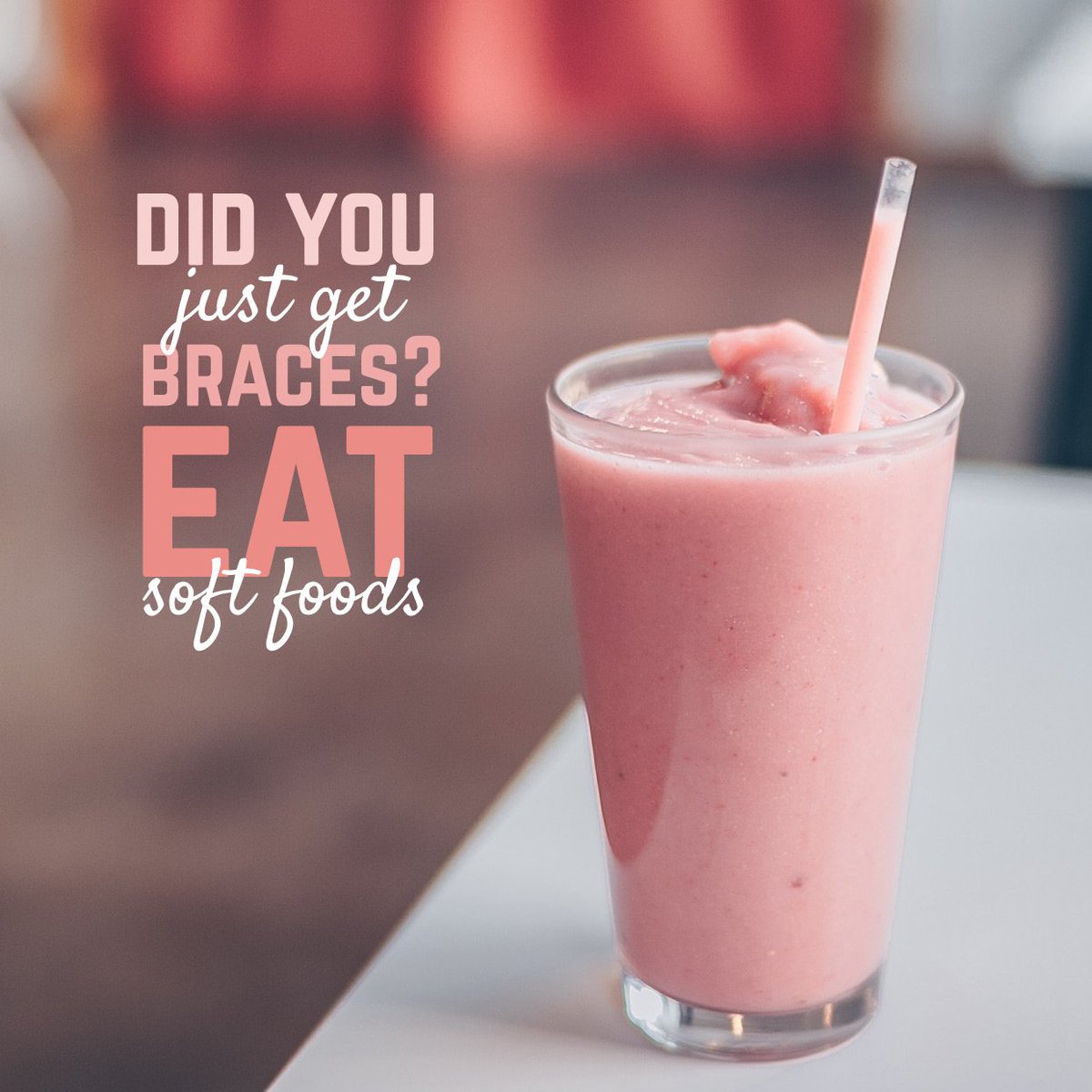 mspdental's tweet photo. THE FIRST FEW DAYS after getting braces can be tough on your teeth. But eating soft foods can be a life saver! Stick to things like smoothies, yogurt, pudding, and oatmeal so you can keep the chewing to a minimum and your teeth will thank you! https://t.co/ulAVv3nHew