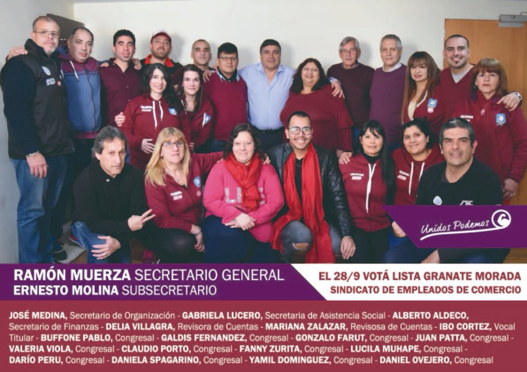 El 28/9 l@s trabajador@s vamos por el gremio #GranateMorada @RamonMuerzaSEC @molinaernesto51 <a href="/aldecoto/">alberto aldeco</a> <a href="/SubOrganizacion/">jose medina</a> <a href="/Gralucero63/">Graciela Lucero</a>
