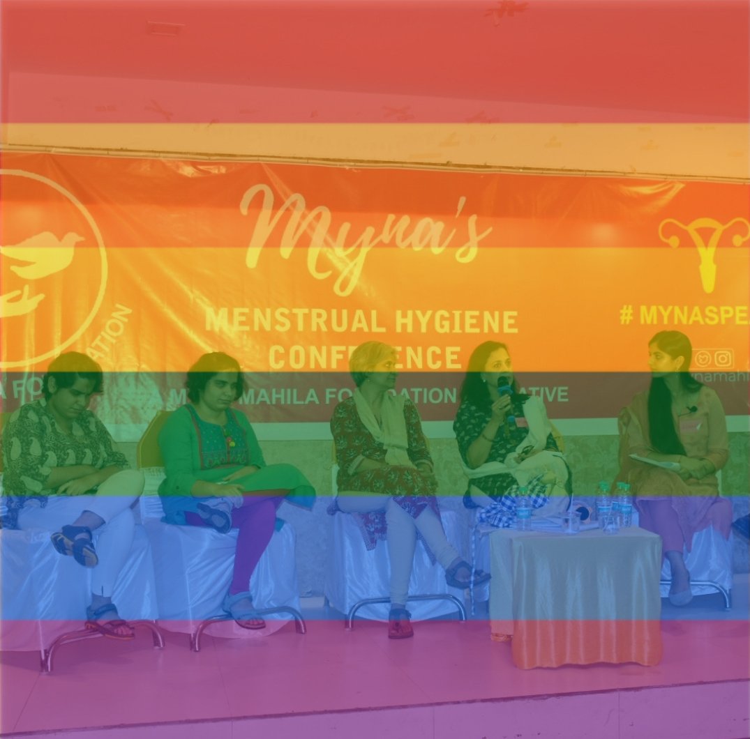 MynaMahila's tweet photo. .....We recognise the need for action in this area and wholeheartedly support the removal of Section 377! Here’s a picture from our panel on Inclusive Periods at Myna Conference! #RIPSection377 #mynaspeaks #inclusiveperiods https://t.co/P76ZHScRGu