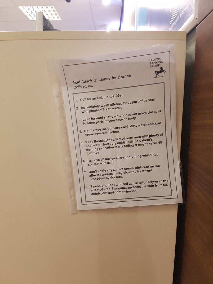 Sad times we live in where people have to prepare for potential acid attacks whilst going about their daily life or at work. 
#HalifaxBank #LloydsBank #AcidAttacks #StopAcidAttacks #StopAcidViolence @AskLloydsBank @AskHalifaxBank