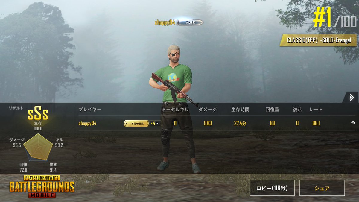 いぇーい！
ソロドン勝！！
#PUBG_MOBILE