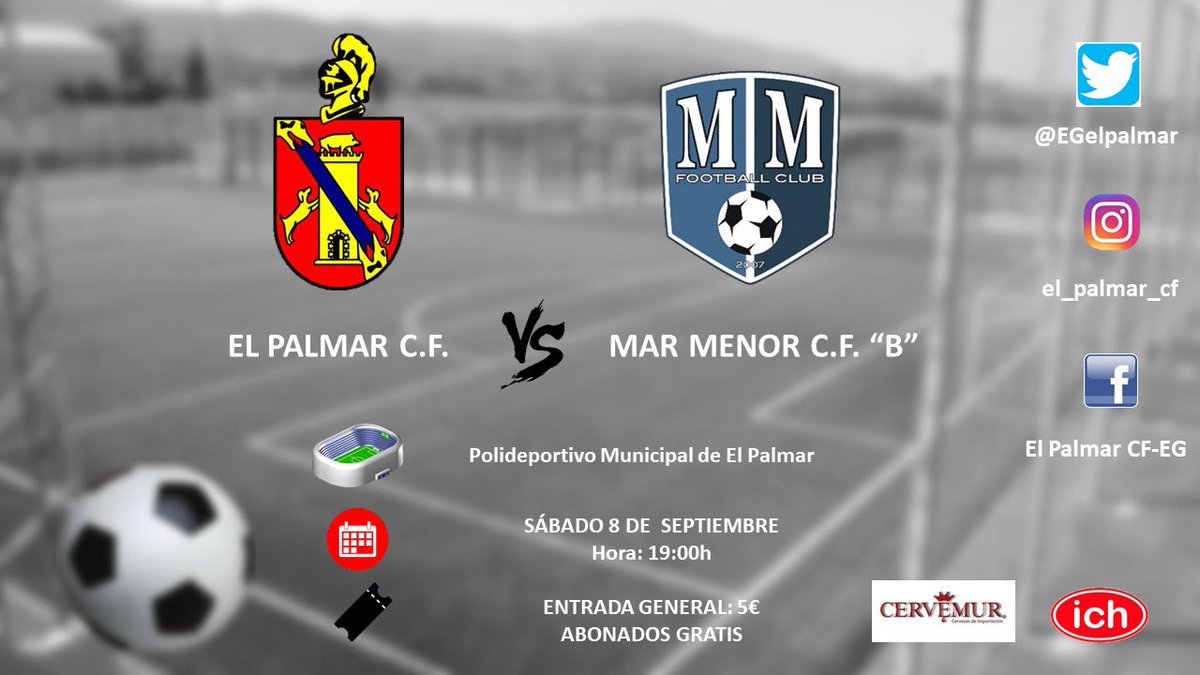 EGelpalmar's tweet photo. Hoy jugamos ‼️

El Palmar CF 🆚 Mar Menor B 

📆 Sábado 8 de septiembre 

⌚️ 19:00h 

📍Polideportivo de El Palmar 

Os esperamos a todos ‼️

#ElPalmarCF

#Preferente https://t.co/D3tEuKrMnF
