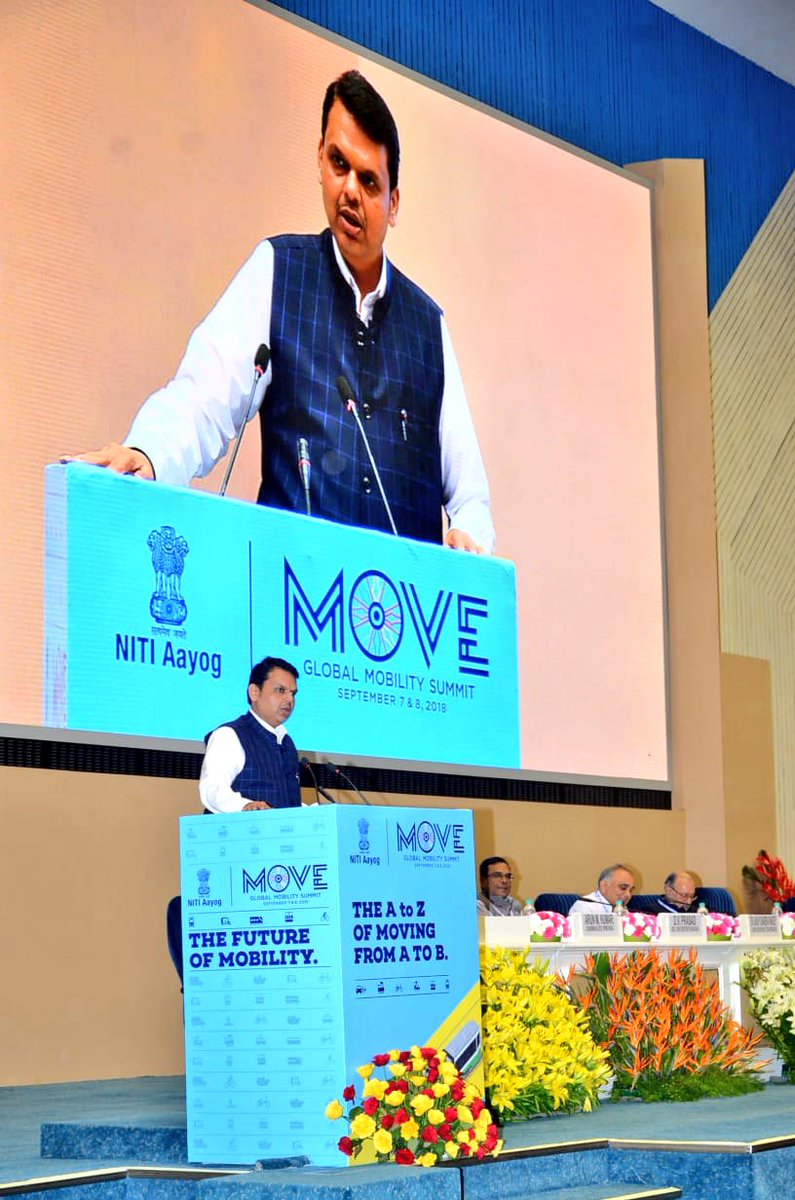 CMOMaharashtra's tweet photo. More use of electric vehicles is of utmost importance for changing the face of mobility.
We are also exploring various technologies like hyperloop.
Smart Mobility is the key to curb pollution: CM @Dev_Fadnavis at #MoveSummit2018 #GlobalMobilitySummit https://t.co/kY82RcacQe