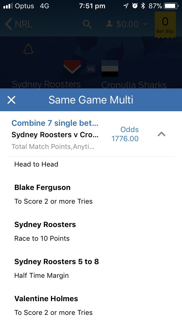 isaacslater96's tweet photo. If this multi comes off you owe me $17,600 because I can’t put it on @sportsbetcomau https://t.co/UNE5BUH1yV
