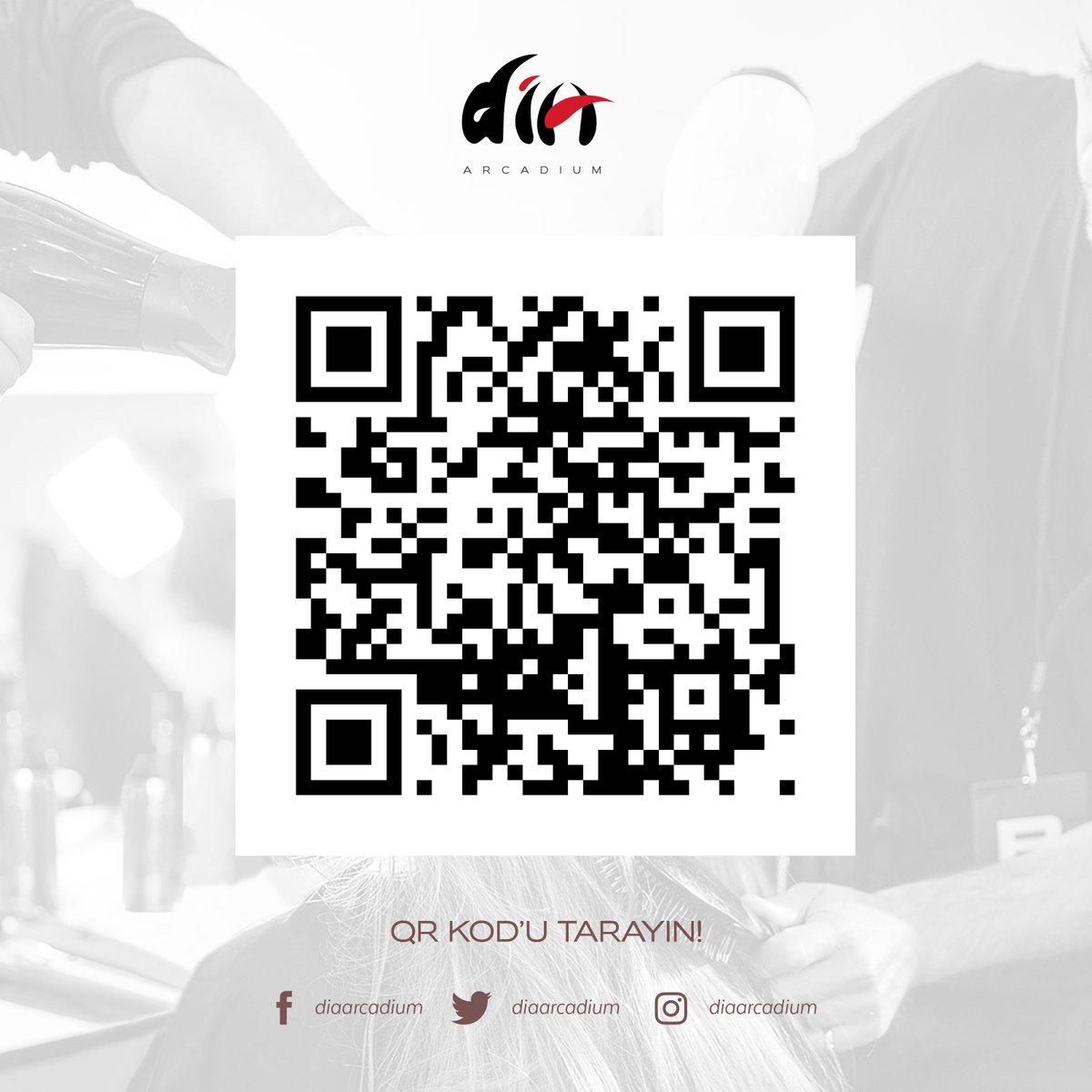 Güzellik dolu bir #haftasonu geçirmenin en kolay yolu!

Dia Kuaför Arcadium'a ulaşmak için QR Kod'u tarayın.

Bekliyoruz.