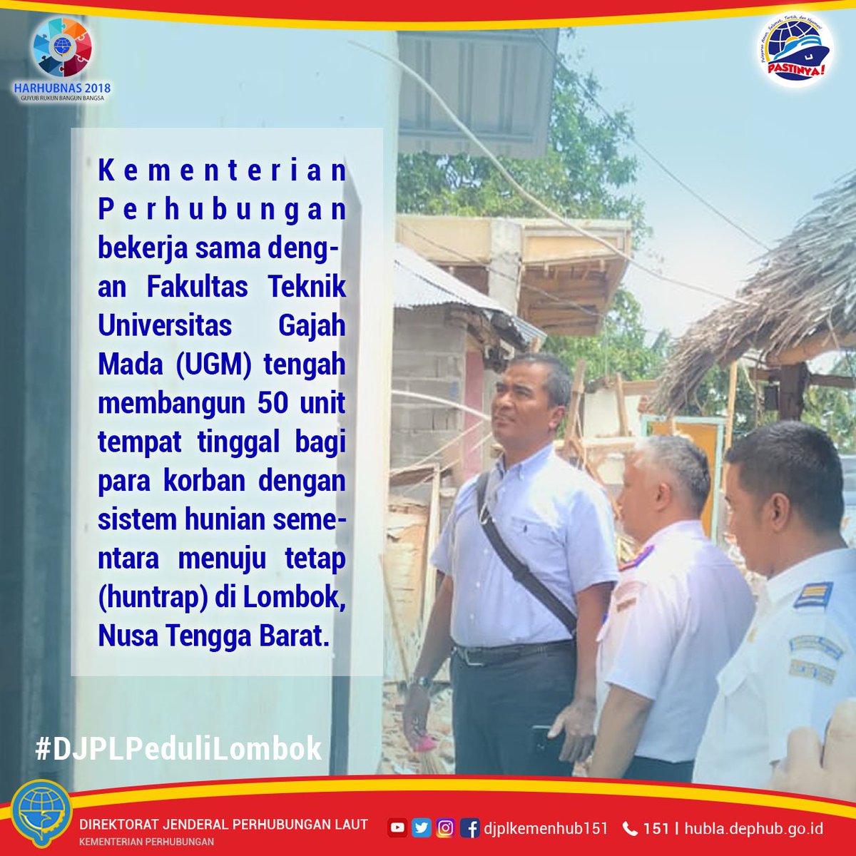 djplkemenhub151's tweet photo. #KawanLaut, Kemenhub bekerja sama dgn Fakultas Teknik Universitas Gajah Mada (UGM) tengah membangun 50 unit tempat tinggal bagi para korban dengan sistem hunian sementara menuju tetap (huntrap) di Lombok, Nusa Tengga Barat.

#DJPLPeduliLombok #HuntrasLombok #KemenhubPeduliLombok https://t.co/ztvBsckDqd