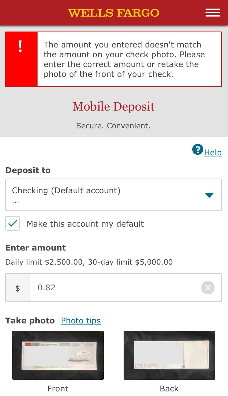 Wells fargo sale mobile deposit limit