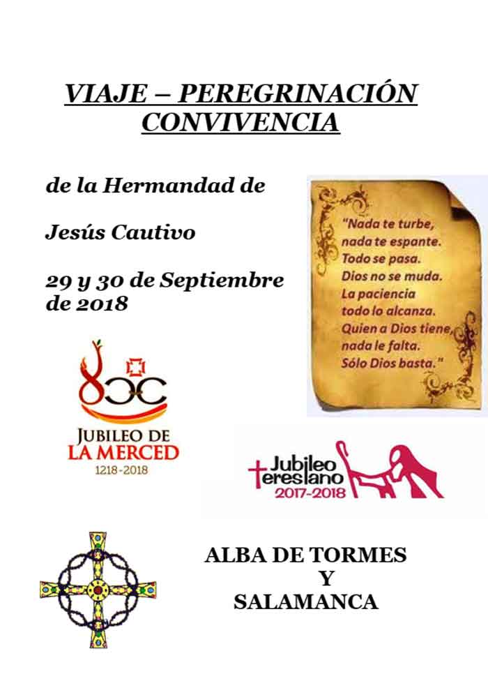 cautivomerced's tweet photo. ELPROXIMO DÍA 29 Y 30 DE SEPTIEMBRE PEREGRINAREMOS EN UN VIAJE DE CONVIVENCIA A ALBA DE TORMES Y SALAMANCA, DOS LUGARES DONDE SE EST CELEBRANDO AÑO jUBILAR DEL DE LAS TERESIANAS Y  MERRCEDARIO.         MAS INFORMACIÓN HTPP://WWW.jesuscautivooviedo.es/cautivo/cautivo/ https://t.co/to5LddCvJZ