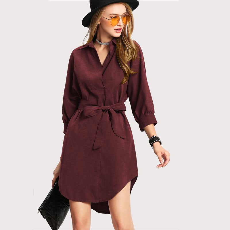 #dressnboots  Burgundy Asymmetrical Short Dress