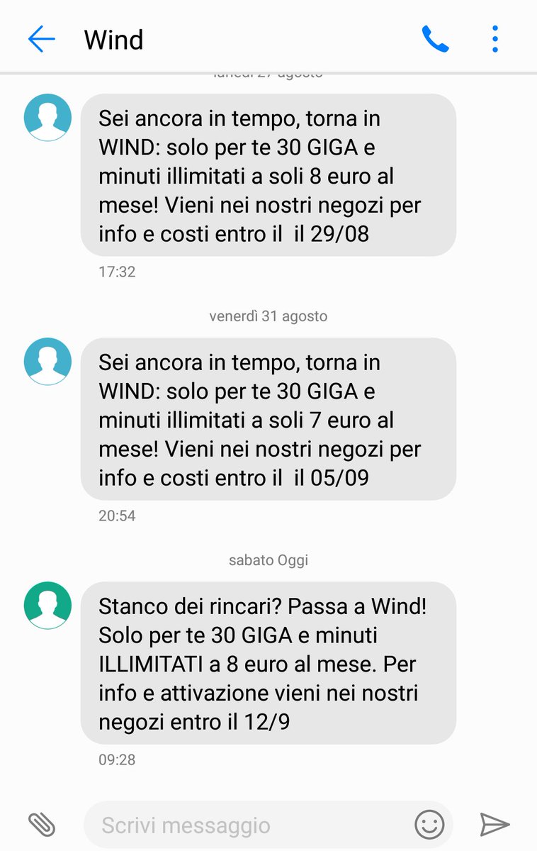 paul_robin466's tweet photo. @WindItalia 10/8/7/8€ #almese ?,  almeno fate un'offerta costante. #rimodulazione #cambiocontratto #unilaterale #offertatemporanea #almese #4settimane #presaperilculo https://t.co/xD4qQVD9et