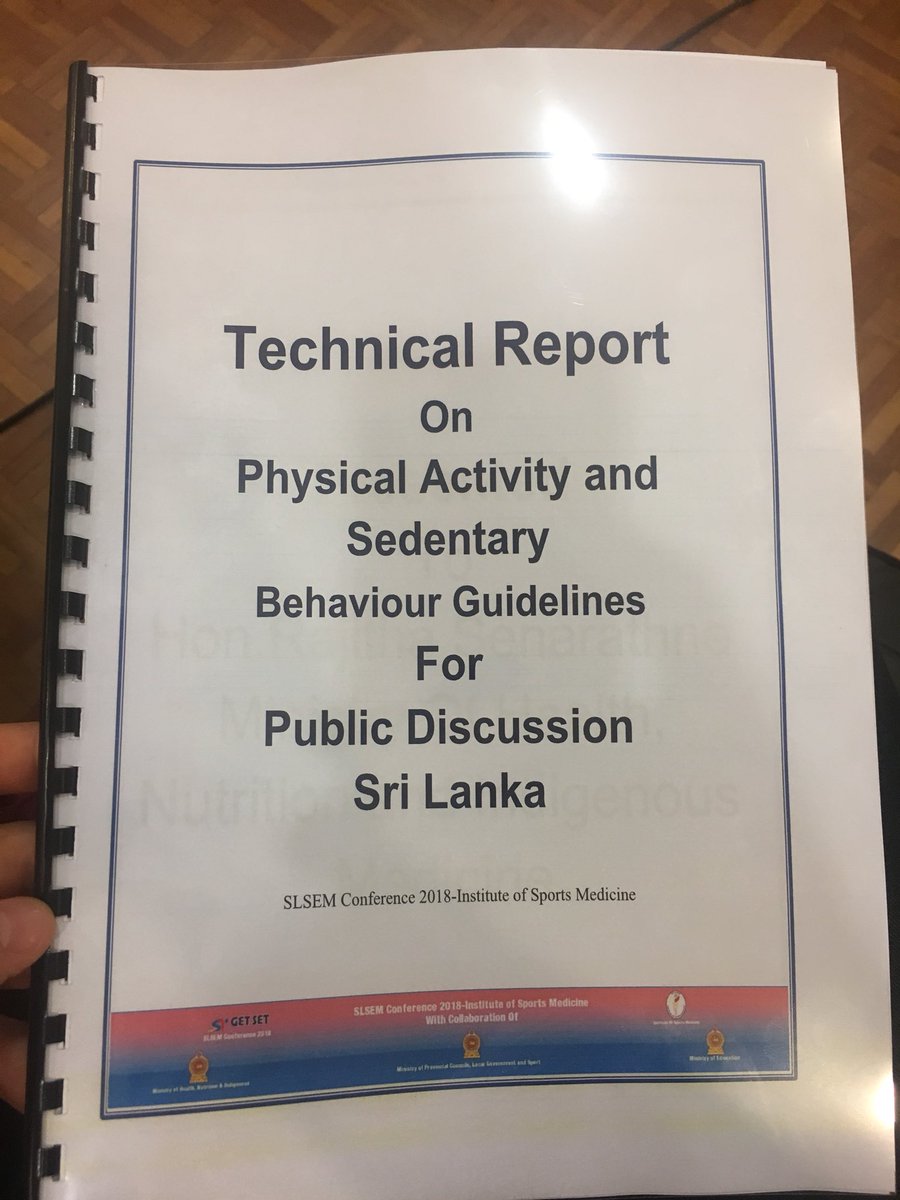 DrJPeriard's tweet photo. Honored to be part of the presentation of the first Sri Lankan Physical Activity Guidelines @SLSEM2018 https://t.co/nSmjGYzSOi