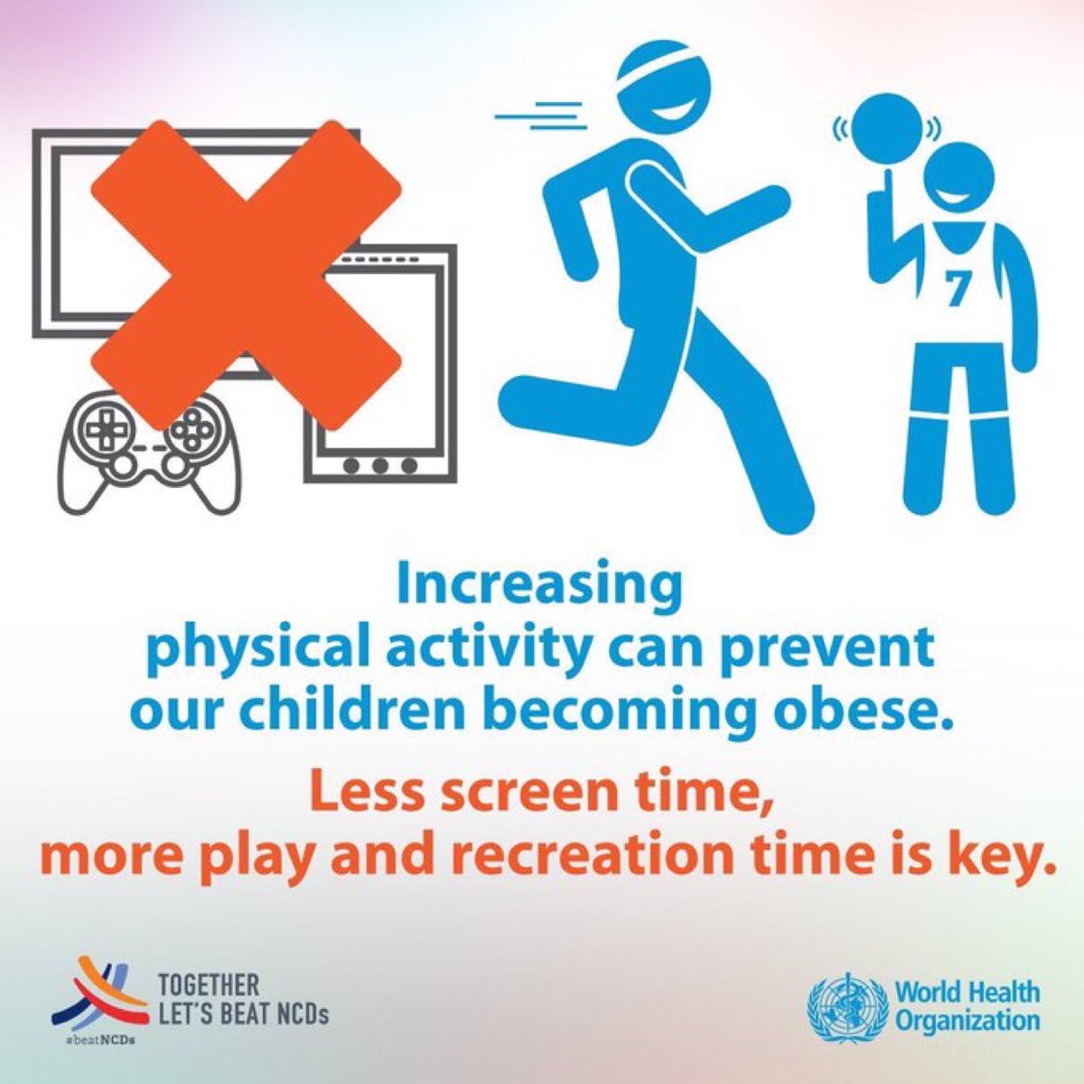 WHOPhilippines's tweet photo. Increasing physical activity can prevent our children from becoming obese.

Children and adolescents aged 5 to 17 years should do at least 60 minutes of moderate to vigorous-intensity physical activity daily.

Let’s #BeActive! https://t.co/lA2R7FdA8Z https://t.co/MfHtcrWtbn