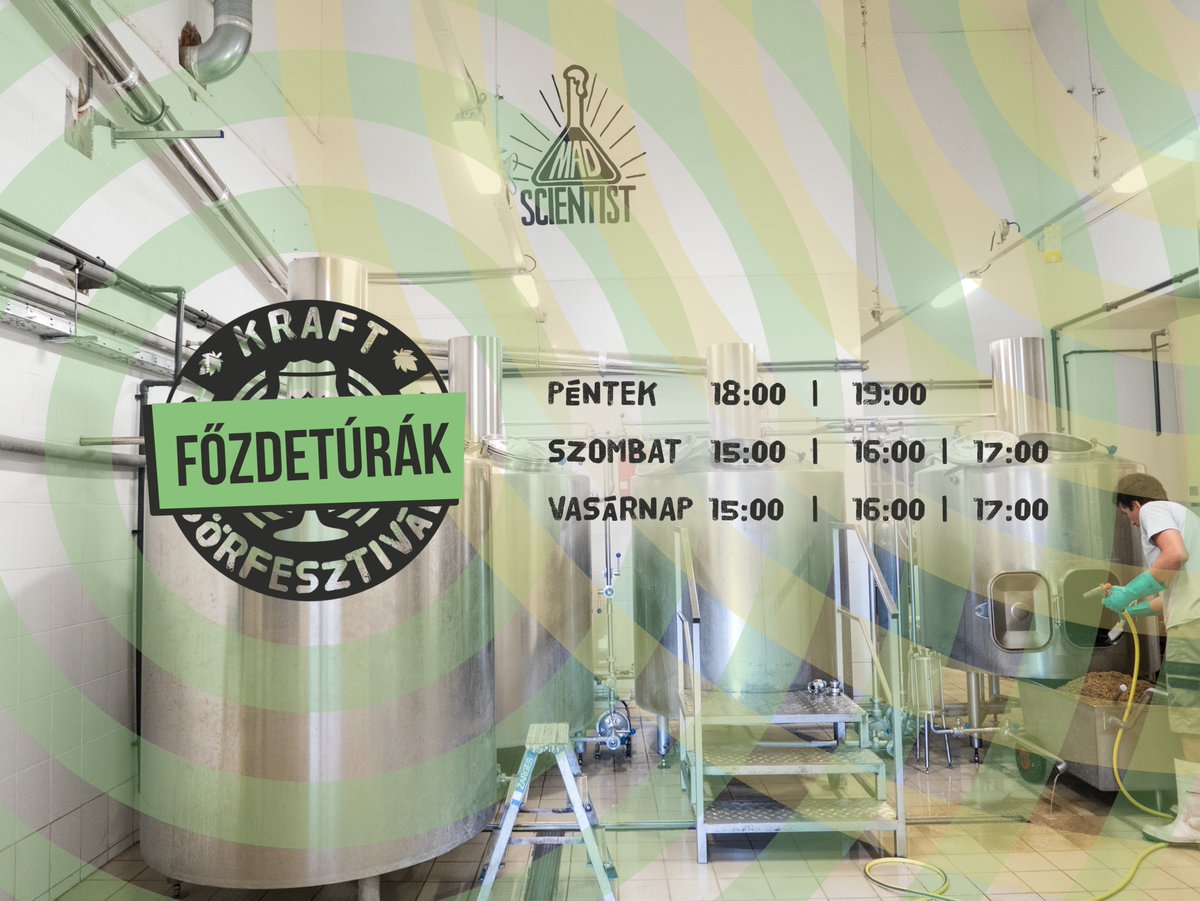 bpbeerweek's tweet photo. FREE brewery tours during #KR4FT #kraft #sörfesztivál on all 3 days at #Főzdepark #Budapest in a week! Numbers are limited, registration is required via email: ➡ info@madscientist.hu ➡ botond@monyobrewing.com  ➡info@horizontsorok.hu ➡ megrendeles@hoptop.hu #nevergofullcraft https://t.co/jD9I9GntwQ