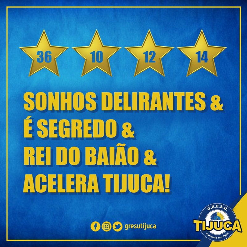 gresutijuca's tweet photo. Que a palavra PÃO entre nessa seleta lista!

#UnidosDaTijuca #Carnaval #Sapucaí #NaçãoTijucana #SonhosDelirantes #Ésegredo #ReidoBaião #AceleraTijuca https://t.co/OAw2u1Ckgs