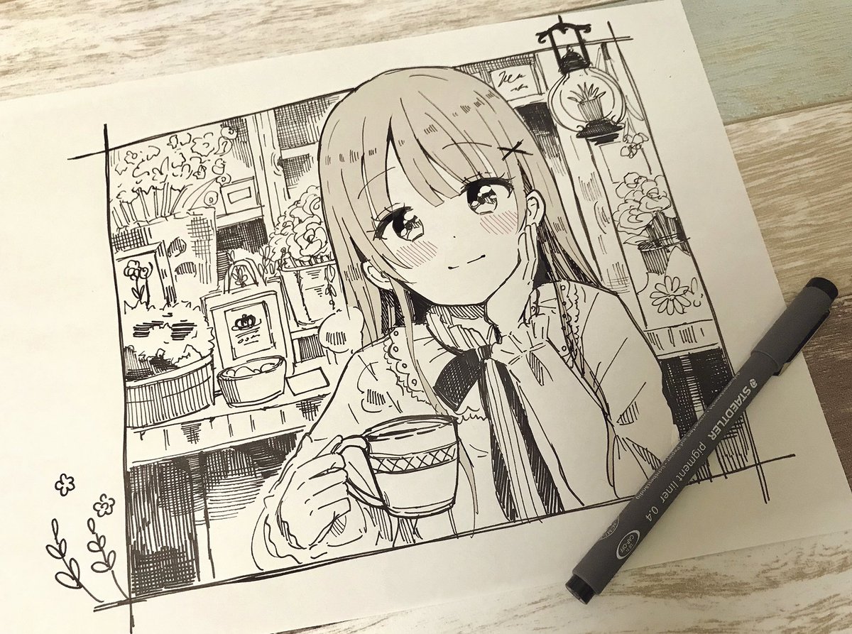「ペン画? 」|佐倉おりこ🍀ぬり絵本5/10発売🎨 ｺﾐﾃｨｱ144【く13b】のイラスト