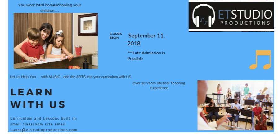 Did you know we offer a comprehensive #homeschooling #musicprogram with #curriculum and more for 12 weeks – classes filling up soon – register today at laura@etstudioproduction.com Etstudioproductions.com #homeschool #learnwithus #curriculum #lessons