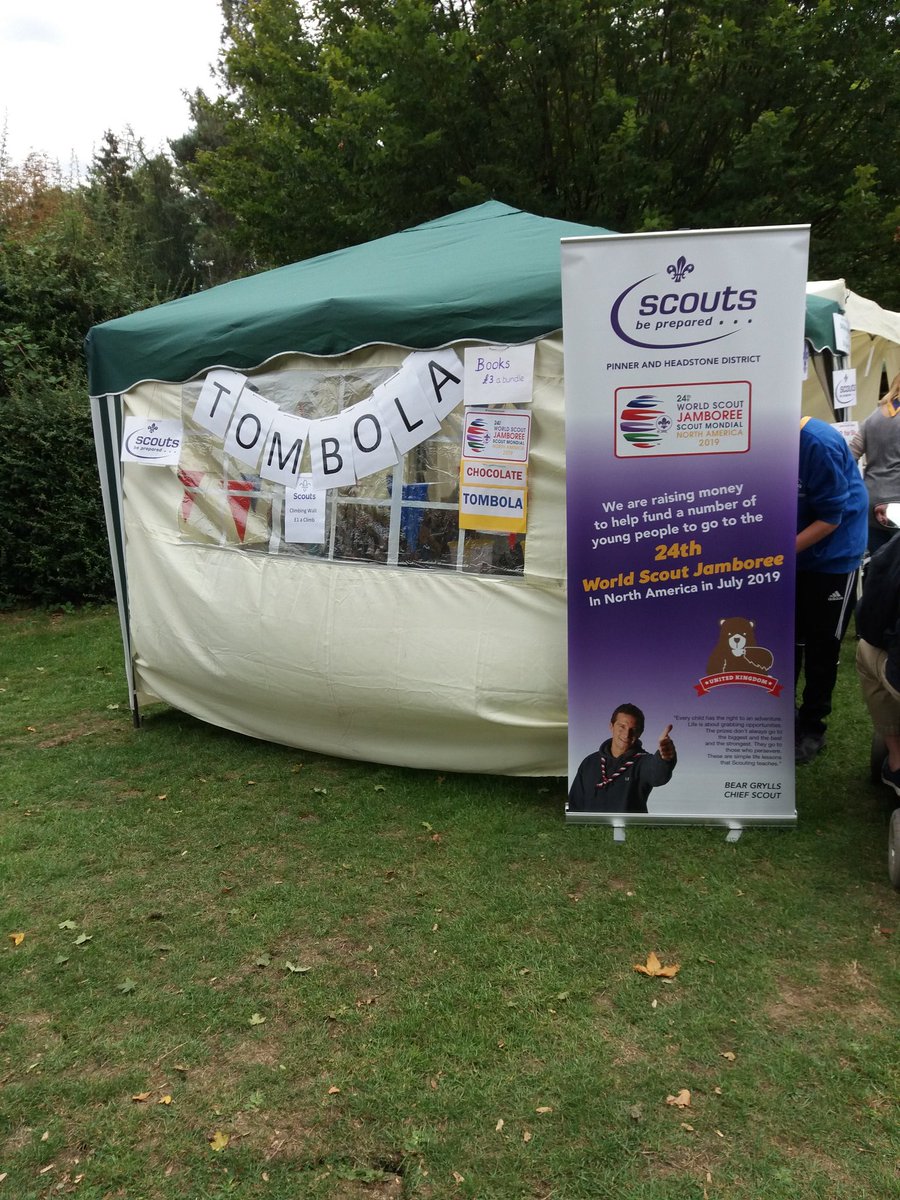 RobinShacklady's tweet photo. Fundraising at the Pinner show for @WSJ2019_UK20 @unit21_wsj2019  for #WSJ2019 come and see us @PinnerScouts @MPSPinner @TescoHarrow @ukcontingent https://t.co/HwpMoCJLO8