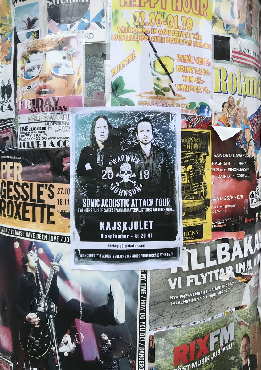 DamonJOfficial's tweet photo. Tonight! Warwick/Johnson in Halmstad, Sweden at Kajskjulet. Come and see us. @rickywarwick #SonicAcousticAttack https://t.co/pggi04evY3
