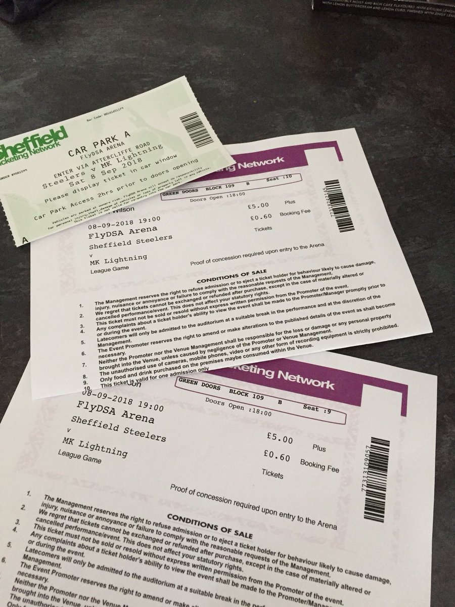 Got 2 tickets n a car park ticket going for tonight’s Steelers game 
£5 each
 Block 109 Row B <a href="/steelershockey/">TriggerHub Sheffield Steelers</a> <a href="/Simmsey/">David Simms</a> @SteelerOpinions <a href="/HallElliott/">Elliott Hall</a> <a href="/okey1717/">Mike O'Connor</a>