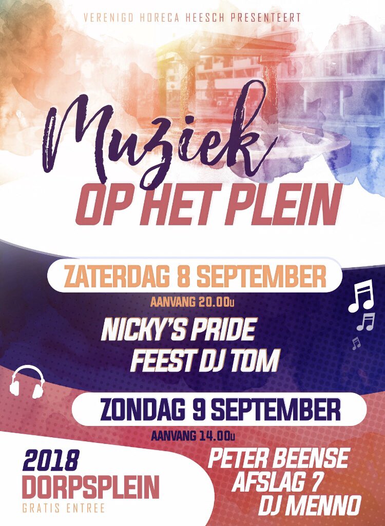 Vandaag en morgen zorgt Verenigd Horeca Heesch weer voor een mooi feestje: Muziek Op Het Plein. Jij komt toch ook? <a href="/allenuitheesch/">allenuitheesch</a>
