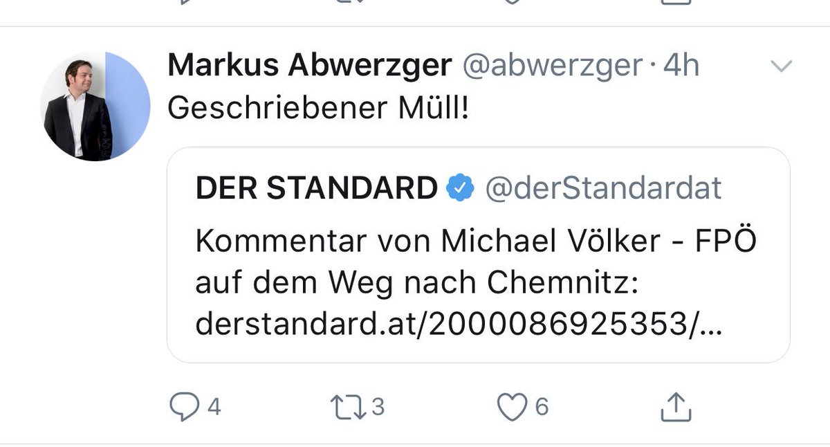 MatthiasCremer's tweet photo. FPÖ auf dem Weg nach Chemnitz 

https://t.co/f4hMIhHkle

Mit diesem Kommentar hat Kollege @michael_voelker offensichtlich einen Nerv getroffen.

Die Sprache der FPÖ Reaktionen ist deutlich und sie riecht nach Kellernazis. https://t.co/LSrRYjLPE0