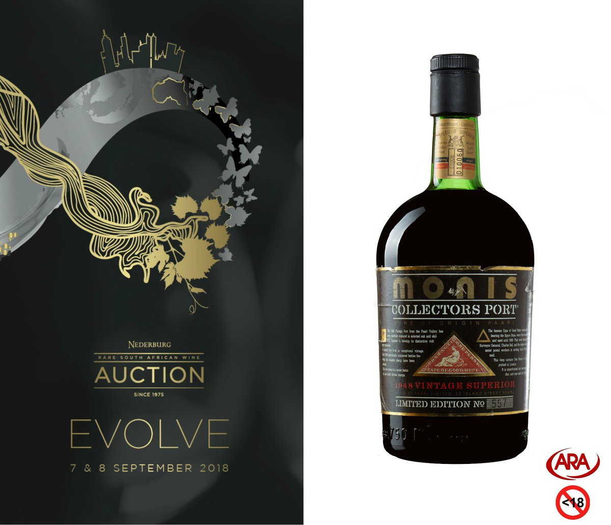 #NedAuc2018 Item 107. Monis Collectors Port 1948. The oldest wine on  Auction and only 3 bottles available. A 70 year old wine with 10+ years aging potential. #RareWine 3 x 750ml Sold for R21 000!