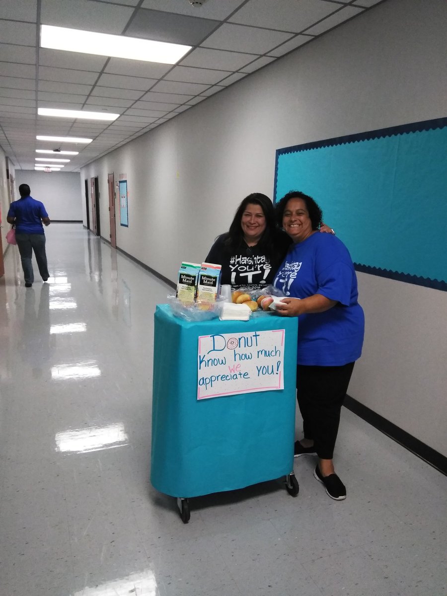 judarrah's tweet photo. We love our teachers. What do you give teachers that work hard all week to meet a deadline? Donuts!!!  #allin4aldine #AldineELA #AWJones https://t.co/lKbF5C8b54