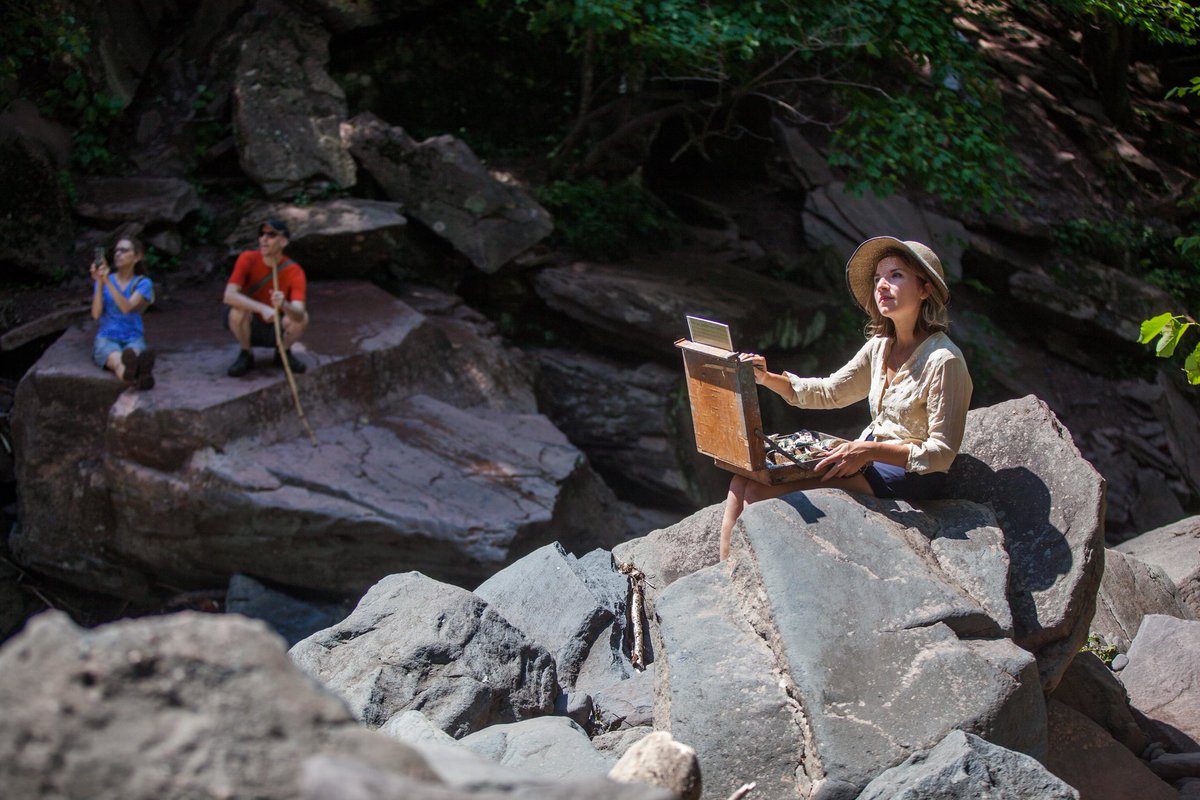 hawthfineart's tweet photo. #TheNewYorkTimes mentioned @LaurenSansaricq in an August 14 story on #KaaterskillFalls. #Sansaricq has painted the Falls, which she calls in the article "a timeless and sacred place," hundreds of times in a #HudsonRiverSchool style. Top of #KaaterskillFalls, oil on panel, 12x16in https://t.co/sVR0duytcN
