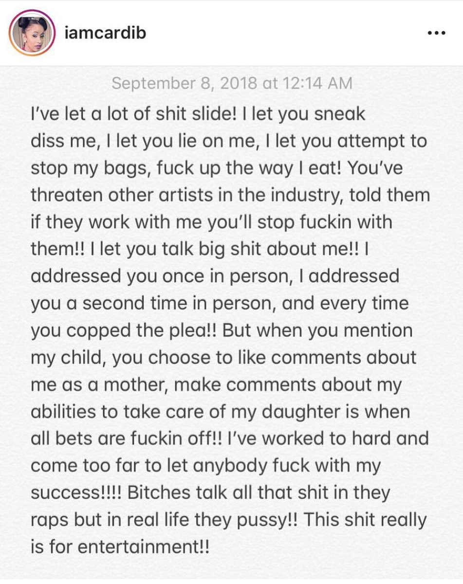 LitCatchUp's tweet photo. Cardi B exposing Nicki Minaj after their fight at a fashion show yesterday https://t.co/yah7PObQrr