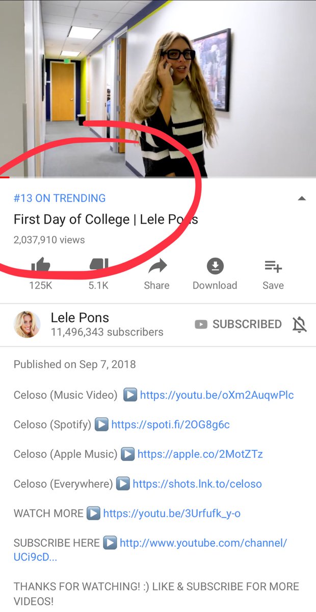 john's tweet photo. First Day of College by @lelepons is trending on YouTube https://t.co/j1zmDndBwc by @shots https://t.co/O10dV9ZLfu
