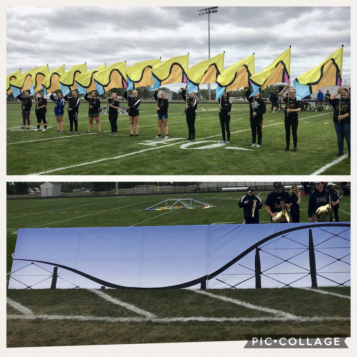 WSMarchingBand's tweet photo. SHOW DAY!! Thank you @zm_designs for the graphic and flag designs!! #wsmb2018 #NYSFBC2018 https://t.co/ONjoVpBf0q