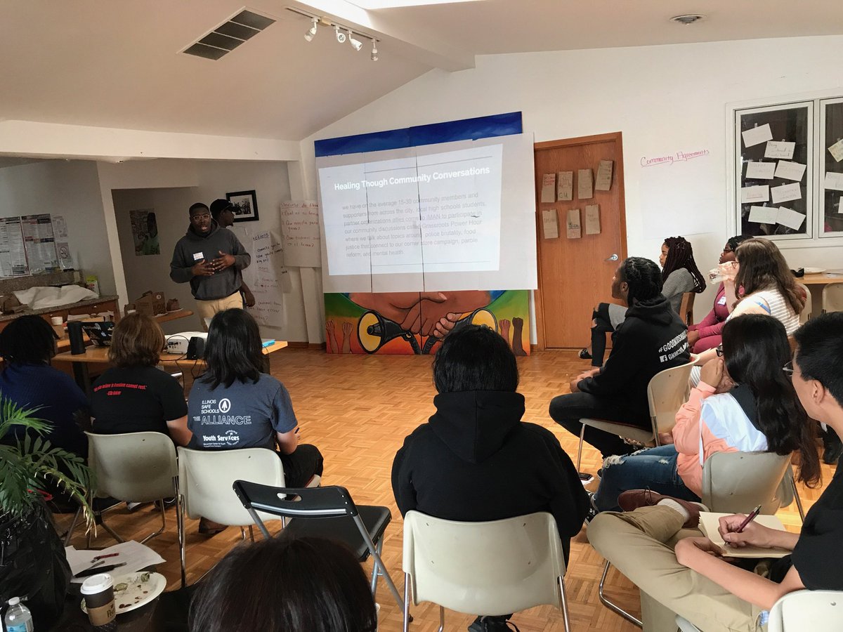 Youth leaders Amir and Markus presenting on IMANs youth healing practices at the #HealingJustice convening with our partners <a href="/HANACenter/">HANACenterChicago</a> <a href="/CommsUnited/">Communities United</a> <a href="/ChiFreeSchool/">ChicagoFreedomSchool</a> @StopChicago <a href="/ivejo/">Ezequias Dinella</a> <a href="/ILSafeSchools/">Illinois Safe Schools Alliance</a>