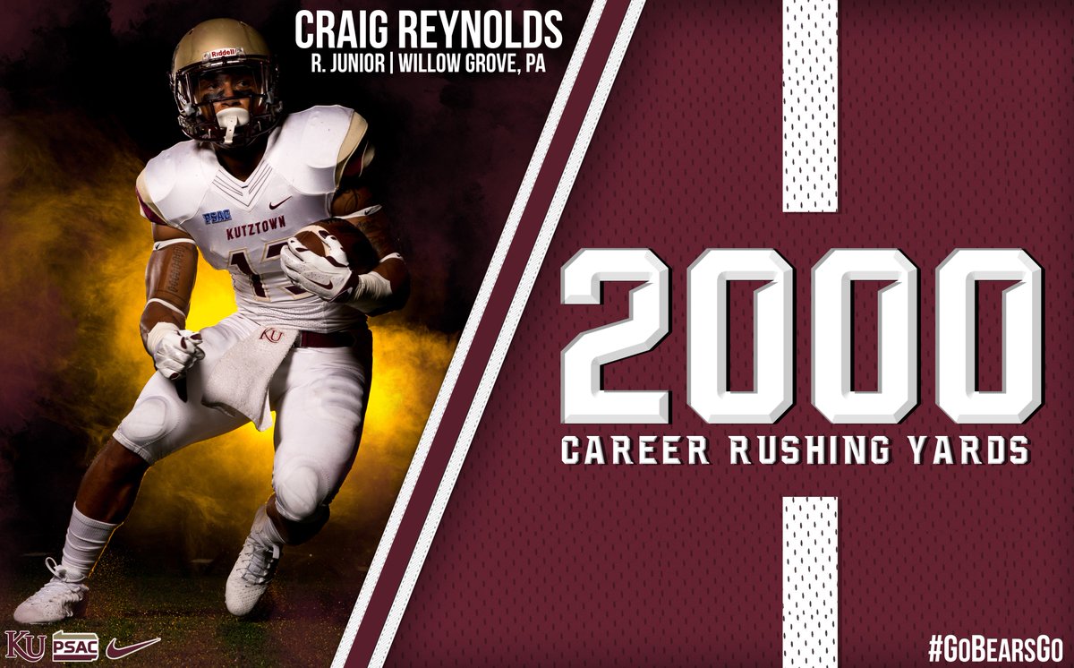 KUGoldenBears's tweet photo. CR2K! Eclipsing the 66-yard mark on this drive, Craig Reynolds has now rushed for 2000 career yards, becoming the 13th 2000-yard rusher in KU history! // #GoBearsGo https://t.co/YcJicG6rME