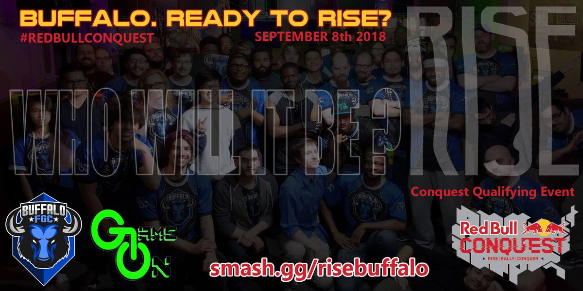ChaCha2daMax's tweet photo. Red Bull- Rise Buffalo - stream today will be on - https://t.co/trgO1TzYMa
schedule:
1pm-3pm: SFV pools
3pm-5pm: T7 pools
5pm-7pm: GG pools
7pm-on: Top 8 SFV, T7 top 8, GG top 8
late: if time allows, will show top 3 of DBFZ side tourney.
Top 8's subject to order change! #FGC https://t.co/6vqAXWaxAe