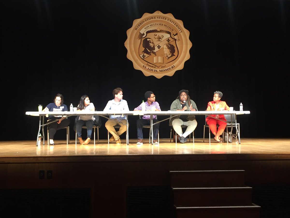 Getting started at the United We Stand conference at Harris Stowe State University with a powerhouse panel, now hearing <a href="/iKaylaReed/">PUNMP FUN</a> talk about the #ByeBob campaign.