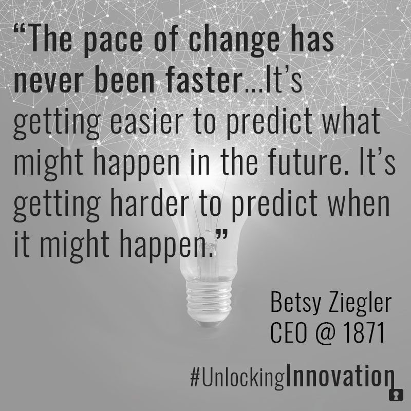 What does it mean that we're living in "exponential times," as <a href="/BetsyZEO/">Betsy Ziegler</a> of @1871Chicago says? We discuss the current pace of change and its implications for the future of business on the first episode of #UnlockingInnovation. Check it out now!