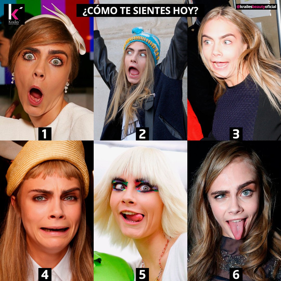Es sábado y en la escala de <a href="/caradelevingne/">💙</a> ¿Cómo te sientes hoy? ❤ Elige tu opción y ¡comenta debajo! 😃 #Krailes #extensions #caradelevingne #caradelevingnelook #mood #sabado #caradelevingnefaces #hair #hairstyle #fashion #saturday #weekend #newyork #cool #look #style