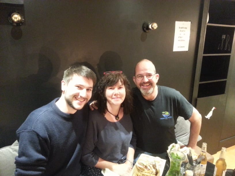 TREADtheglobe's tweet photo. We took the boat over to France this week & arrived in Lille. We met up with William, Mariannes nephew who took us out for an amazing Duck Burger - mmmm delicious. We parked up in Lille for the night. oNt the best place to sleep but was convenient. #treadontour #Lille #vanife https://t.co/hpCTkJrIu2