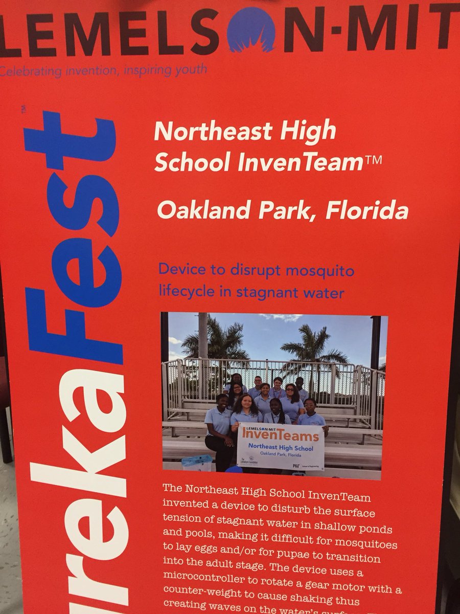 r_flinn's tweet photo. Congrats to Northeast High’s  LMIT Team!Accepted into the Microsoft #MakeWhatsNext Patent Program w/the mosquito disruptor device! #savelives Thanks @Microsoft &amp; @LemelsonMIT for supporting young inventors! @Hurricane_AP  @tonyperry  @inventflorida   @magnetprograms @BillNye https://t.co/rcVhtyJy3S