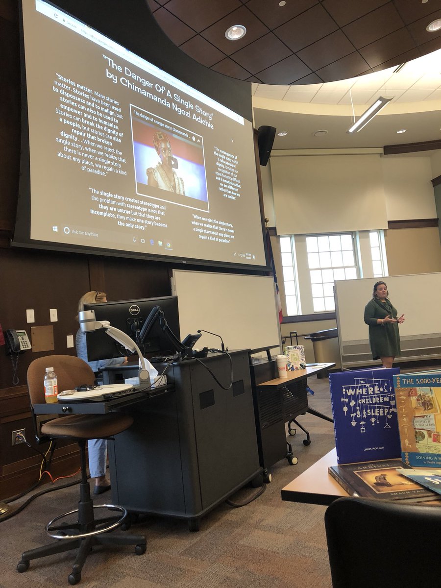 ssvincent's tweet photo. Learning about using MANY children’s picture books to avoid the “single story” and to widen children’s views @mrsmegtreg @celestehopkins #ThisisOWP https://t.co/Qk2fXjHKUd