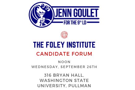 Bring your questions and come to the 9th LD candidate forum <a href="/foleyinstitute/">Foley Institute</a> <a href="/WSUPullman/">WSU Pullman</a>! <a href="/Indivisible_WA9/">Indivisible WA 9</a> @whitmandems <a href="/wsuyoungdems/">Young Democrats @ WSU</a>